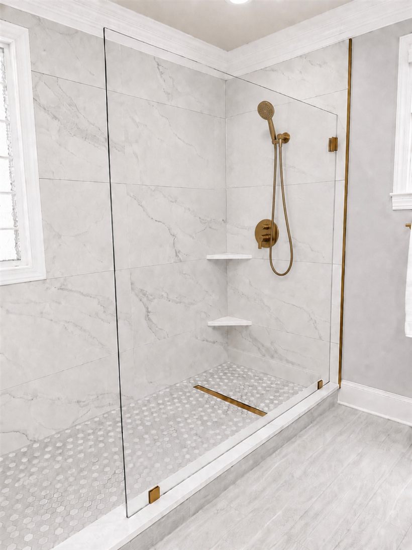Single fixed frameless glass shower panel